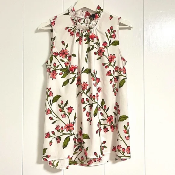Ann Taylor Floral High Neck Top - Picture 1 of 7